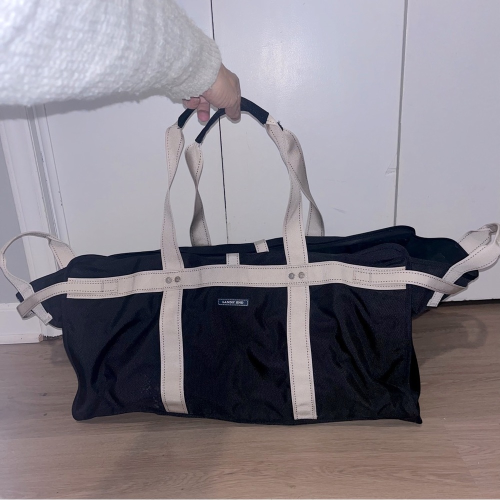 Lands' End Heavy Duty Log Wood Carrier Utility Black Storage Bag XL • Vintage
